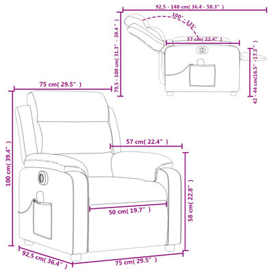 vidaXL Rozkładany fotel masujący, elektryczny, czarny, aksamit