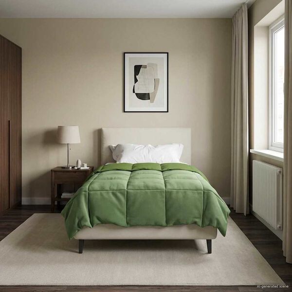 vidaXL Zimowa Kołdra Kwiłtowany Zielony 155 x 200 cm Mikrofibra