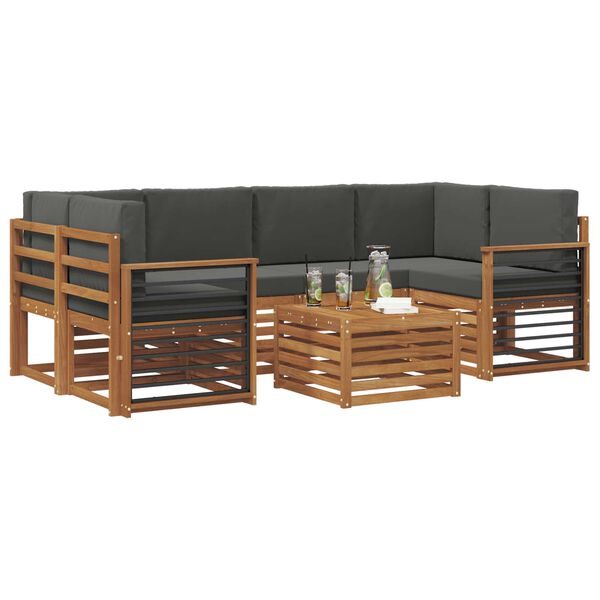vidaXL Zestaw sof na zewnątrz z poduszką 7 pcs Naturalny i Antracytowy