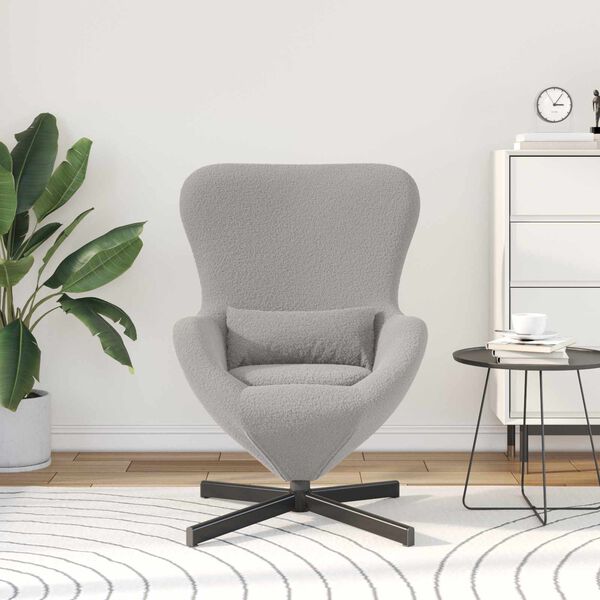 vidaXL Fotel jajo Jasnoszary 63 x 73 x 90 cm tkanina