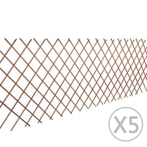 vidaXL Płot kratka z wierzby, 5 szt., 180 x 90 cm