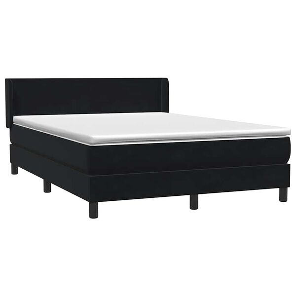 vidaXL Ł&oacute;żko typu Box Spring z materacem Czarny 160x220 cm Aksamit