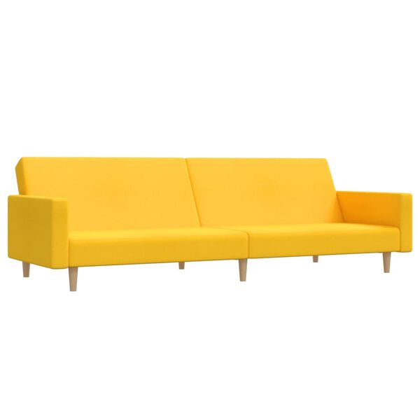 vidaXL 2-osobowa kanapa z podn&oacute;żkiem, ż&oacute;łta, tapicerowana tkaniną