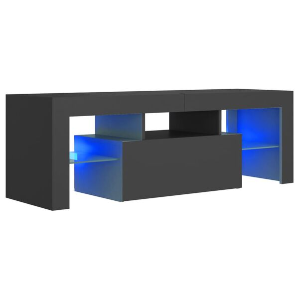 vidaXL Szafka pod TV z oświetleniem LED, szara, 120x35x40 cm