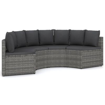 vidaXL 4-częściowa sofa do ogrodu, z poduszkami, polirattan, szara