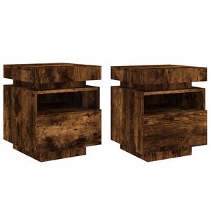vidaXL Szafki nocne z LED, 2 szt., przydymiony dąb, 40x39x48,5 cm