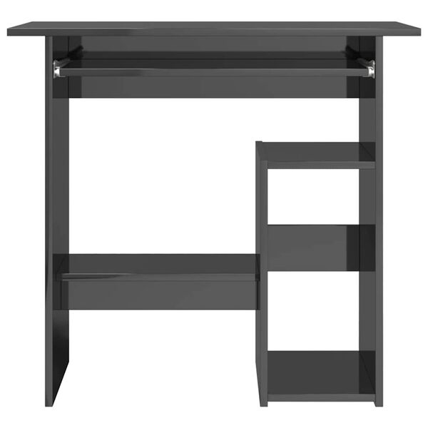 vidaXL Biurko, wysoki połysk, szare, 80x45x74 cm, płyta wiórowa