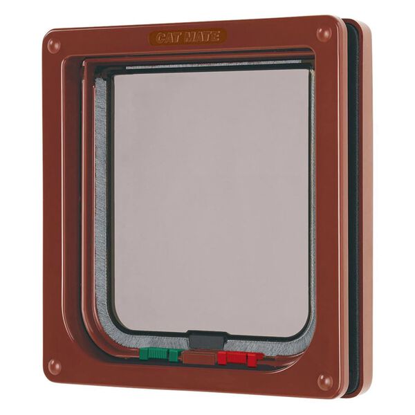 CAT MATE Drzwiczki dla kota, zamykane na 4 sposoby, brązowe