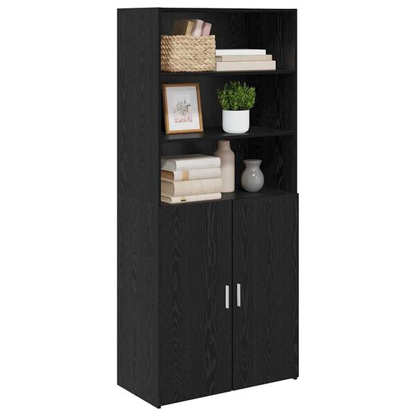 vidaXL Highboard Czarny Dąb 80 x 42,5 x 185 cm Materiał drewnopochodny