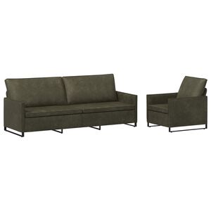 vidaXL Zestaw Sof 2 pcs Zielony wojskowy Materiał zamszowy syntetyczny