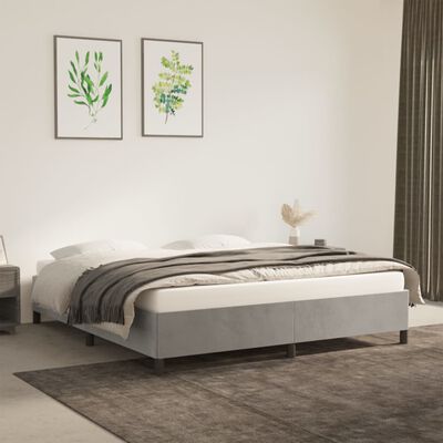 vidaXL Rama łóżka, jasnoszara, 160 x 200 cm, tapicerowana aksamitem
