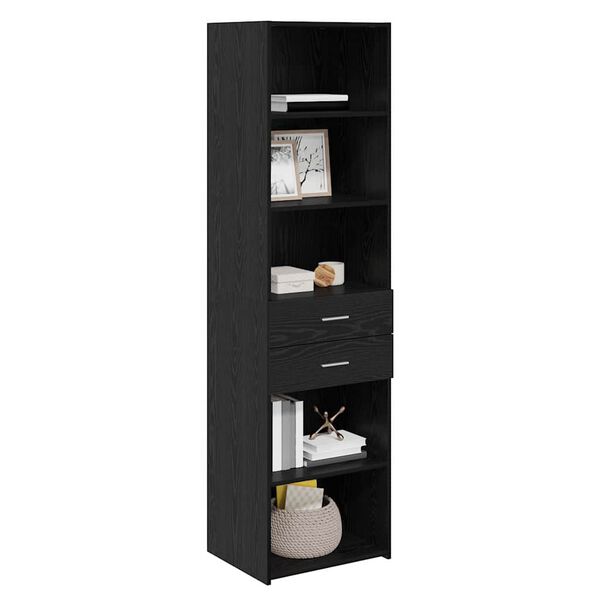 vidaXL Highboard Czarny Dąb 50 x 42,5 x 185 cm Materiał drewnopochodny