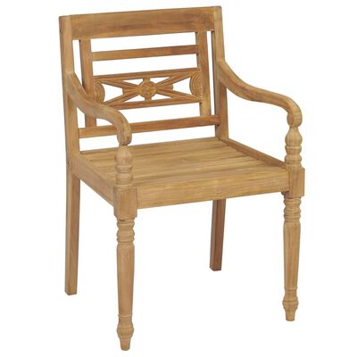 vidaXL Krzesła Batavia z zielonymi poduszkami, 2 szt., drewno tekowe