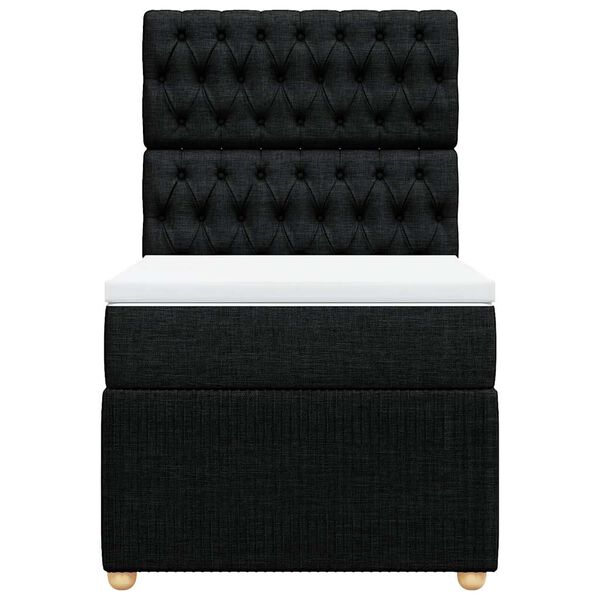 vidaXL Ł&oacute;żko kontynentalne z materacem, czarne, tkanina, 90x200 cm