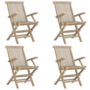 vidaXL Krzesła składane 4 szt. Szare 56x61x89 cm Drewno lite Tekowe