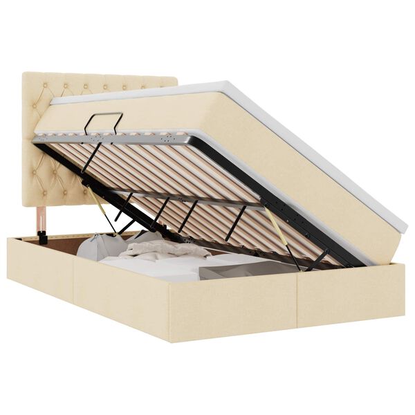 vidaXL Łóżko z miejscem na przechowywanie i LED Kremowy 120 x 200 cm
