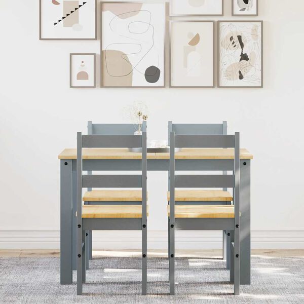 vidaXL 5-częściowy zestaw jadalny PANAMA Szary lite drewno sosnowe