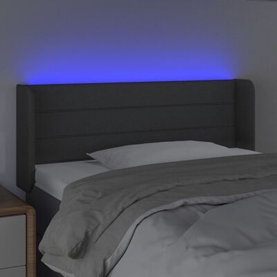 vidaXL Zagłówek do łóżka z LED, ciemnoszary, 93x16x78/88 cm, tkanina