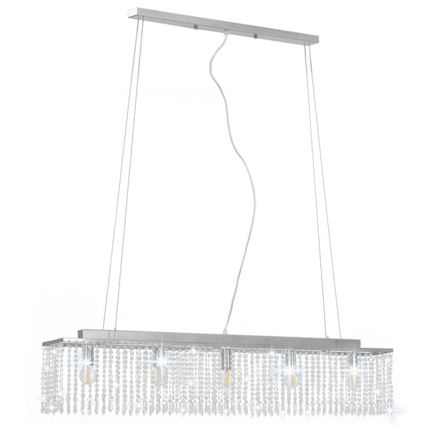 vidaXL Lampa sufitowa z kryształowymi koralikami, srebrna, 104 cm, E14