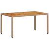 vidaXL St&oacute;ł ogrodowy, beżowy 150x90x75 cm, rattan PE i drewno akacjowe
