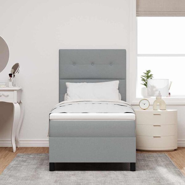 vidaXL Ł&oacute;żko sprężynowe z materacem Jasnoszary 80 x 200 cm tkanina