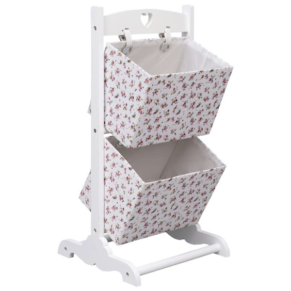 vidaXL 2-poziomowy regał z koszami, kwiaty, 35x35x72 cm, drewniany