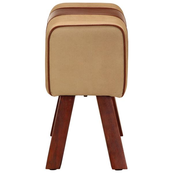 vidaXL Kozioł gimnastyczny, brązowy, sk&oacute;ra naturalna i drewno mango