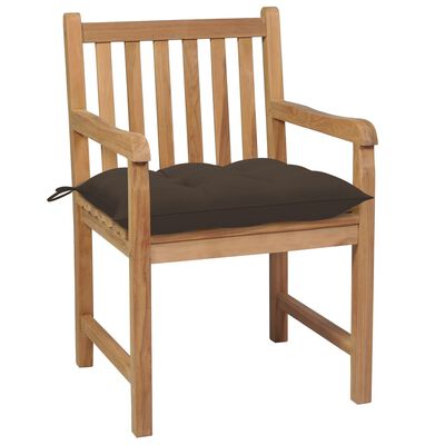 vidaXL Krzesła ogrodowe z poduszkami taupe, 8 szt., lite drewno tekowe