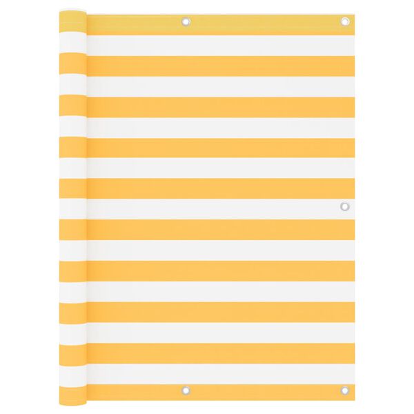 vidaXL Parawan balkonowy, biało-ż&oacute;łty, 120x500 cm, tkanina Oxford