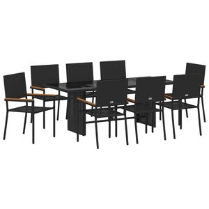 vidaXL Zestaw do jadalni w ogrodzie 9 pcs Czarny polirattan