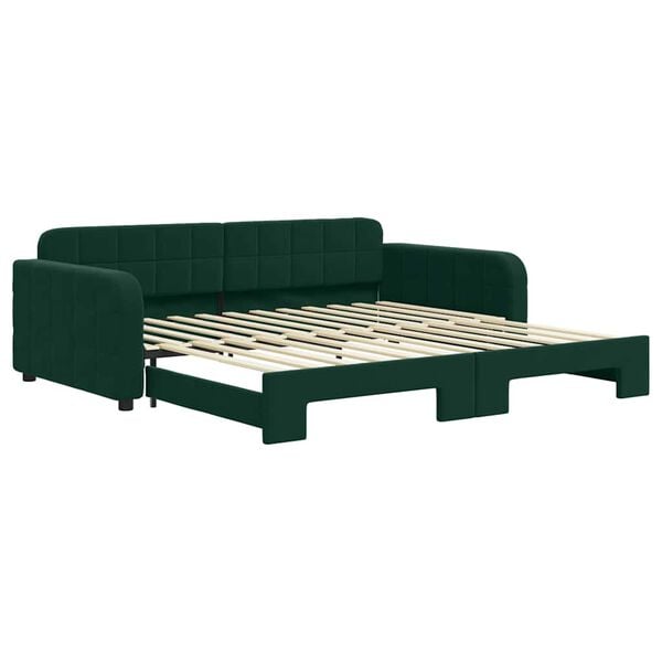 vidaXL Sofa rozsuwana, ciemnozielona, 100x200 cm, aksamit