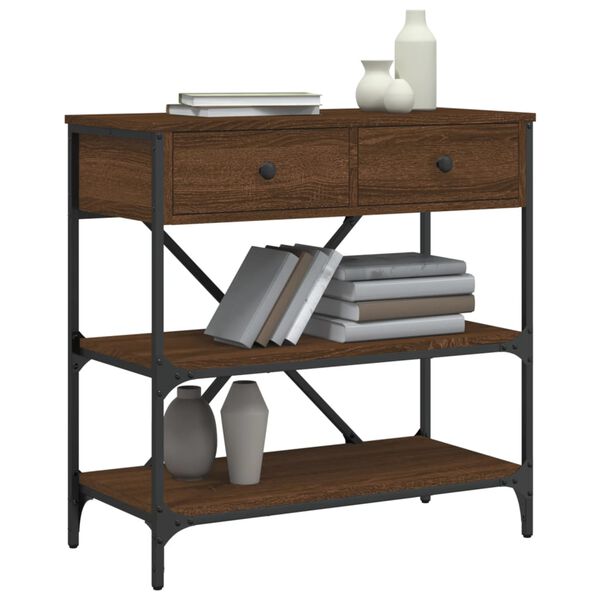 vidaXL Stolik konsolowy, brązowy dąb, 75x34,5x75 cm