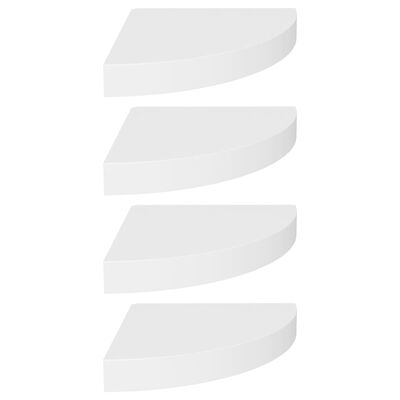 vidaXL Narożne półki ścienne, 4 szt., białe, 25x25x3,8 cm, MDF