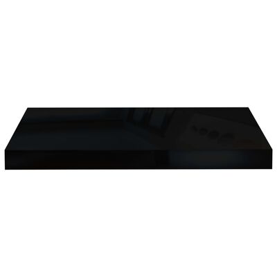 vidaXL Półka ścienna, wysoki połysk, czarna, 50x23x3,8 cm, MDF