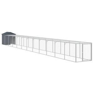 vidaXL Kurnik z wybiegiem, antracytowy, 117x1221x123 cm, stal