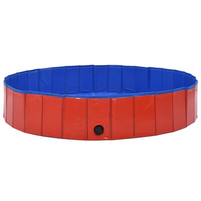 vidaXL Składany basen dla psa, czerwony, 160 x 30 cm, PVC