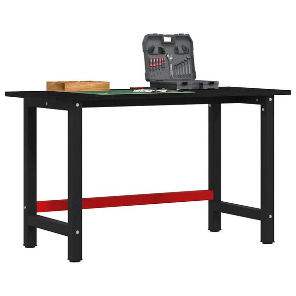 vidaXL Stolik roboczy, ciemny brąz, 140x60x81,5 cm, lite drewno dębowe