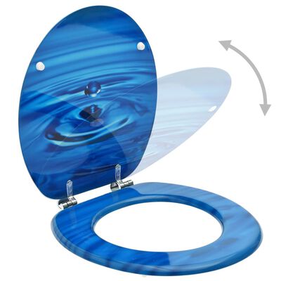 vidaXL Deska klozetowa, MDF, niebieski motyw z kroplą wody