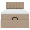 vidaXL Rama ł&oacute;żka otomana z materacem, cappucino, 90x200 cm, ekosk&oacute;ra