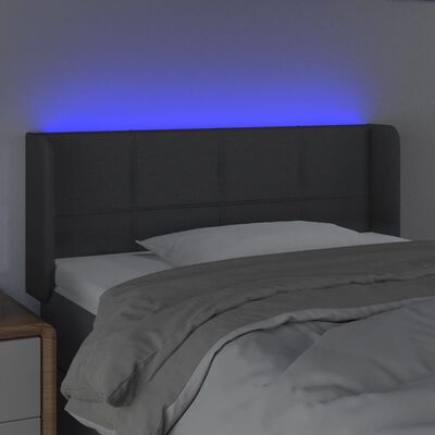vidaXL Zagłówek do łóżka z LED, ciemnoszary, 83x16x78/88 cm, tkanina