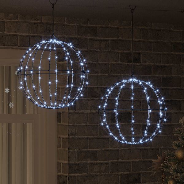 vidaXL Piłka 2 pcs Zimna biel 40,5 x 40,5 x 42 cm Metal