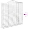 vidaXL Kosze gabionowe, 13 szt, 200x30x200/220cm, galwanizowane żelazo