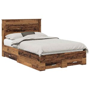vidaXL Ramka ł&oacute;żka Stare drewno 120 x 190 cm Drewno inżynieryjne