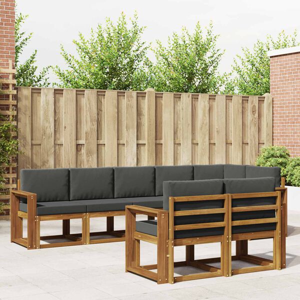 vidaXL Zestaw sof na zewnątrz z poduszką 8 pcs Naturalny i Antracytowy