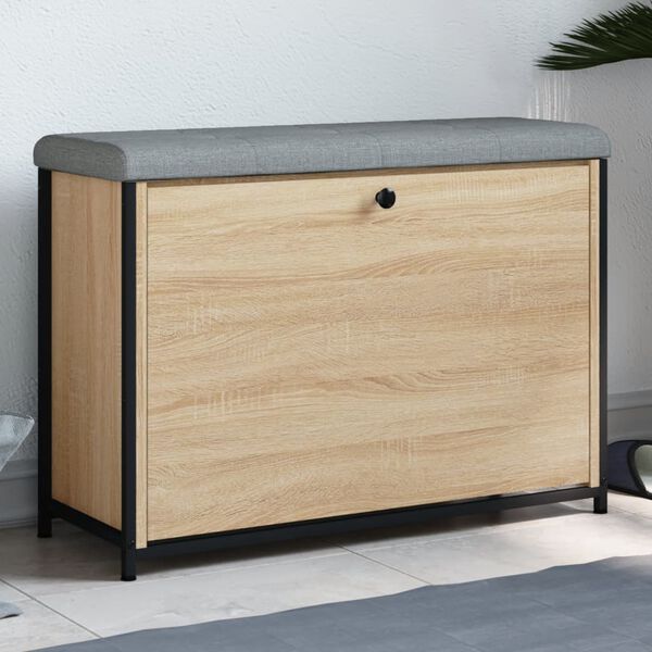 vidaXL Ławka na buty z uchylaną szufladą, dąb sonoma, 82x32x56 cm