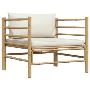 vidaXL Sofa ogrodowa, śmietankowe poduszki, bambus
