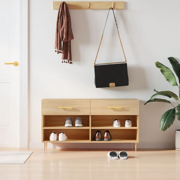 vidaXL Ławka z miejscem na buty, dąb sonoma, 102x35x55 cm