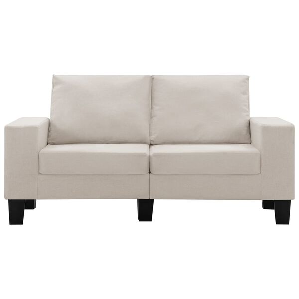 vidaXL 2-osobowa sofa, kremowa, tapicerowana tkaniną