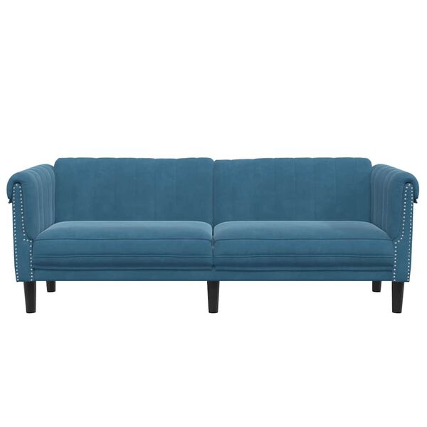 vidaXL Sofa 3-osobowa, niebieska, tapicerowana aksamitem