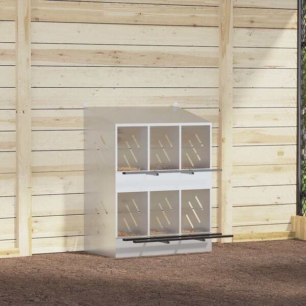 vidaXL Gniazdo dla kur z 6 przegrodami, ocynkowane